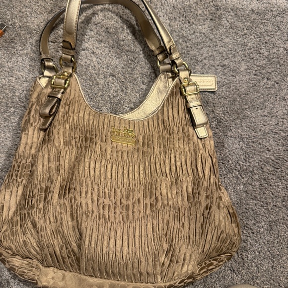 Coach Madison pleated gold metallic hobo shoulder purse - Picture 6 of 6